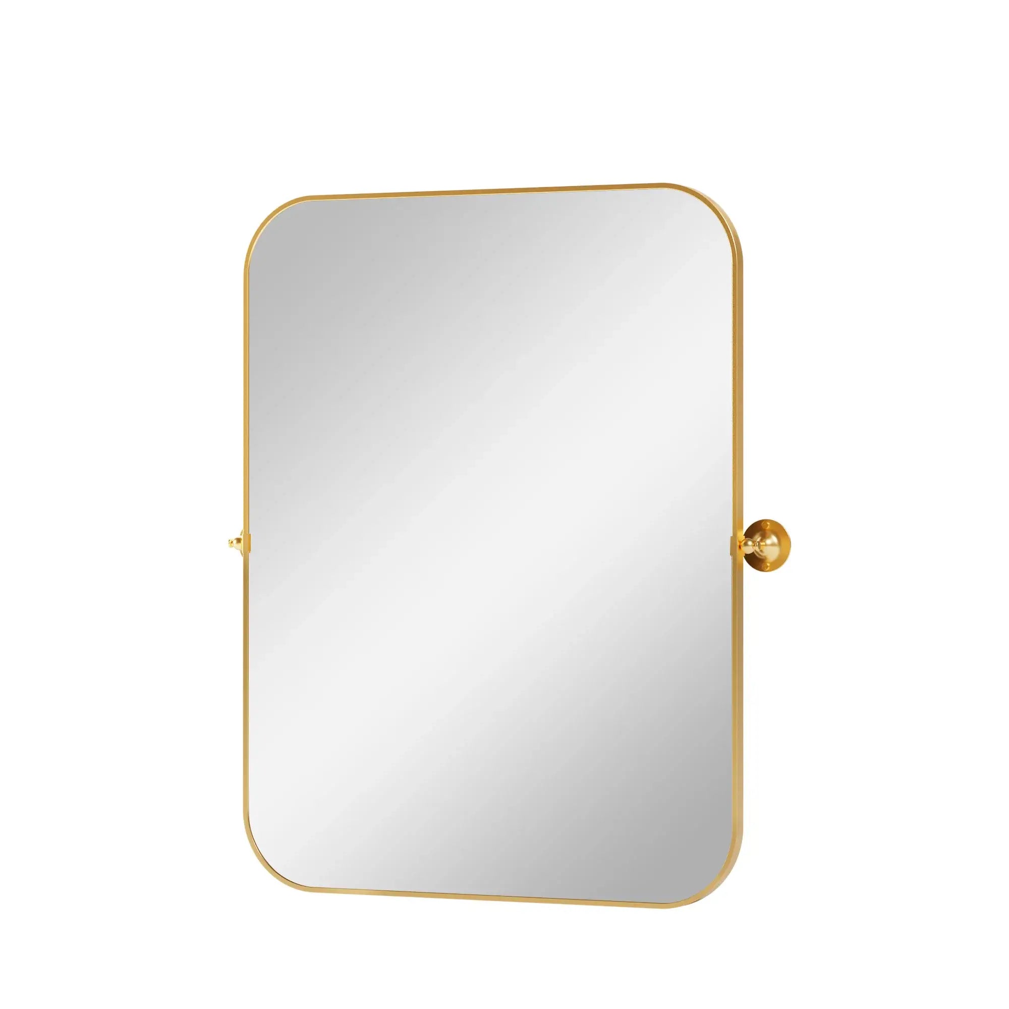 31" Gold Metal Tilting Framed Accent Mirror - Homeroots - Flyclothing LLC