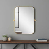 31" Gold Metal Tilting Framed Accent Mirror - Homeroots - Flyclothing LLC