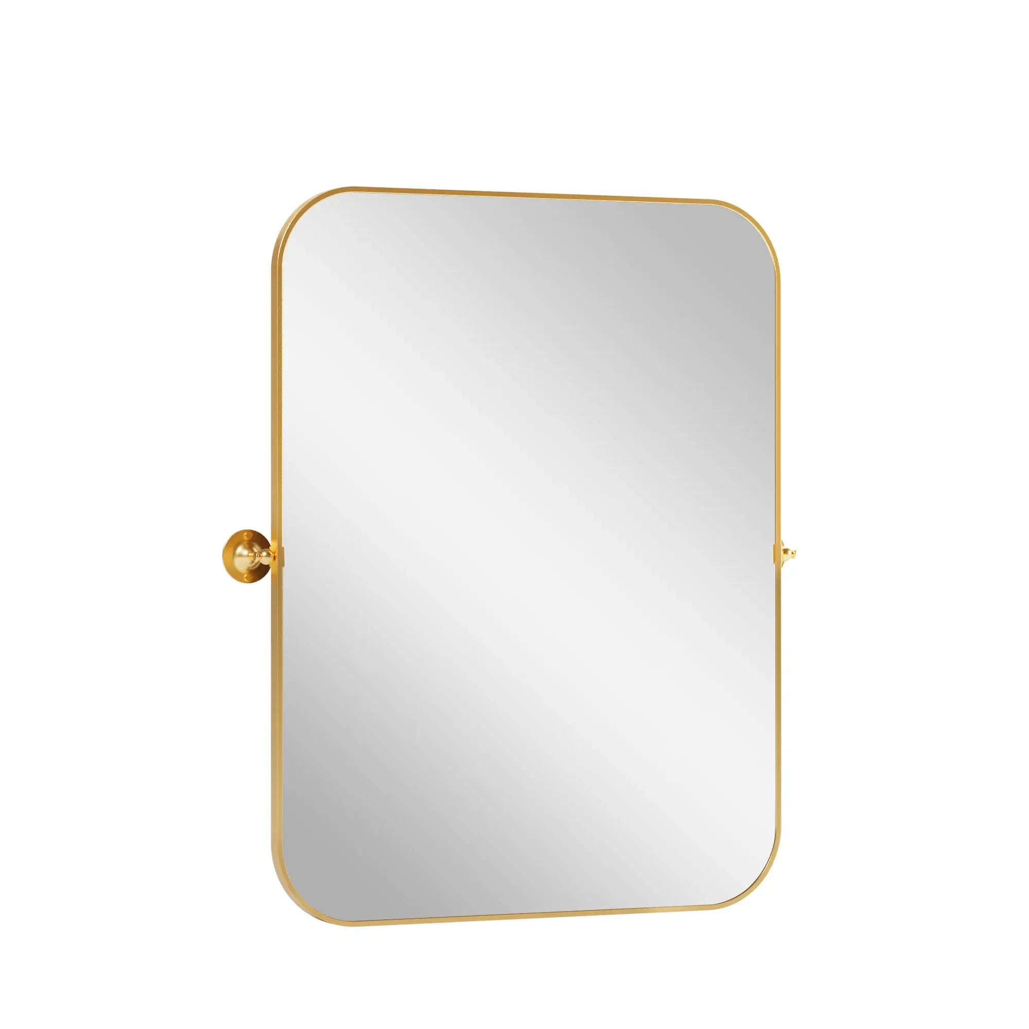 31" Gold Metal Tilting Framed Accent Mirror - Homeroots - Flyclothing LLC