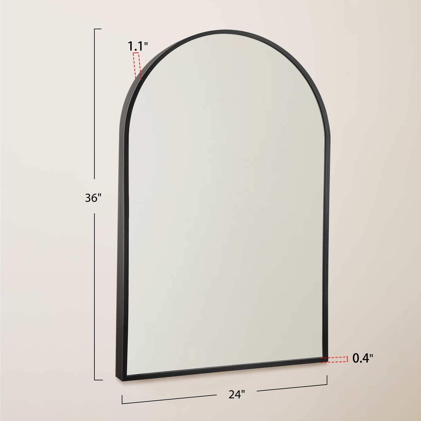 36" Black Metal Arch Framed Accent Mirror - HomeRoots - Flyclothing LLC