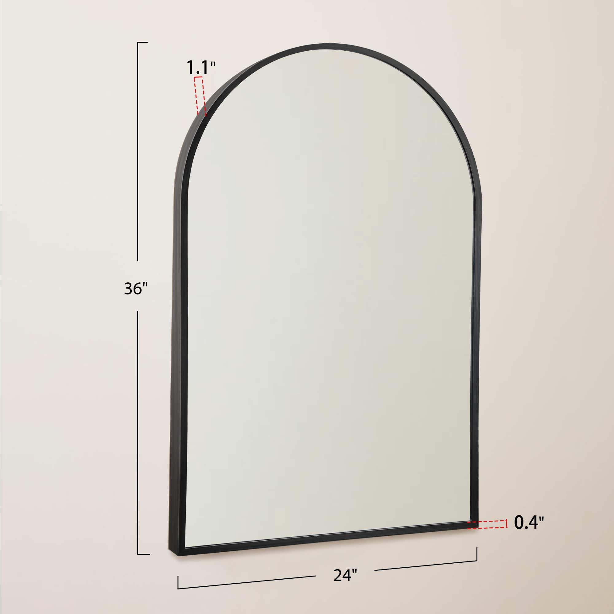 36" Black Metal Arch Framed Accent Mirror - HomeRoots - Flyclothing LLC