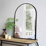 36" Black Metal Arch Framed Accent Mirror - HomeRoots - Flyclothing LLC