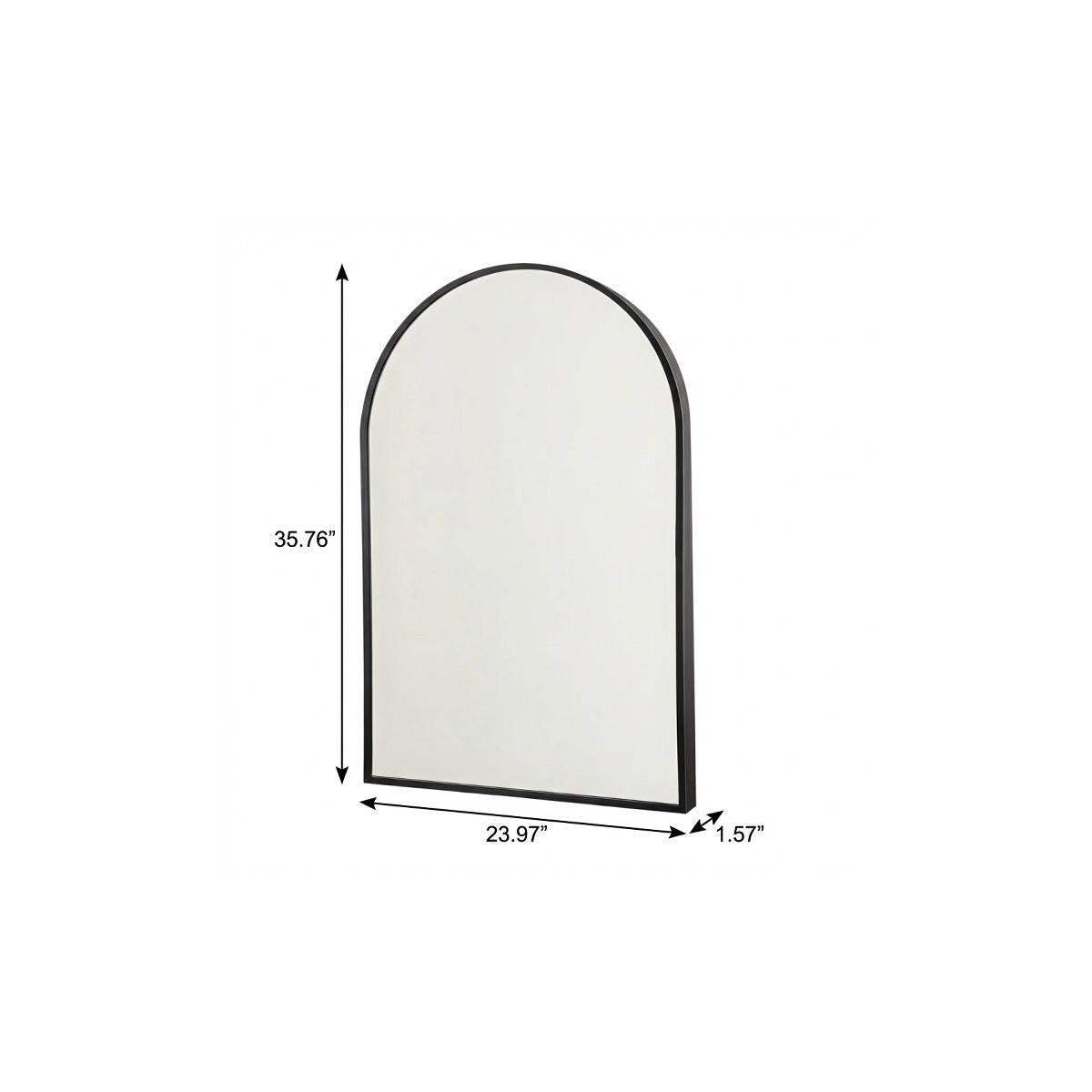 36" Black Metal Arch Framed Accent Mirror - HomeRoots - Flyclothing LLC
