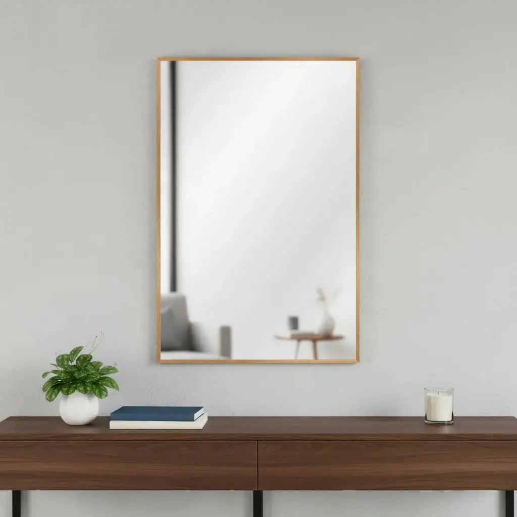 36" Gold Aluminum Framed Accent Mirror - Homeroots - Flyclothing LLC