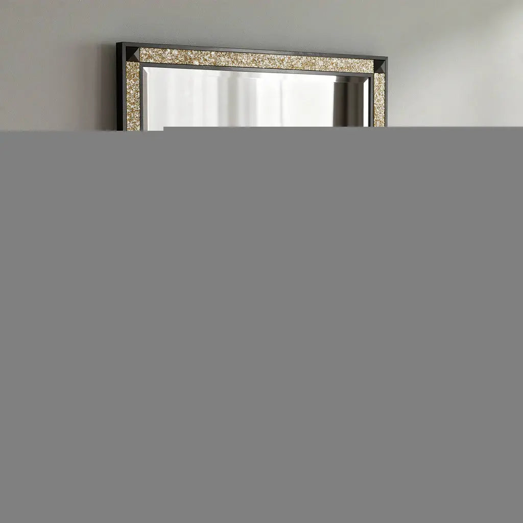 36" Black And Gold Faux Crystal And Wood Dresser Mount Framed Mirror - Homeroots - Flyclothing LLC