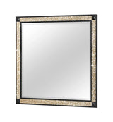 36" Black And Gold Faux Crystal And Wood Dresser Mount Framed Mirror - Homeroots - Flyclothing LLC
