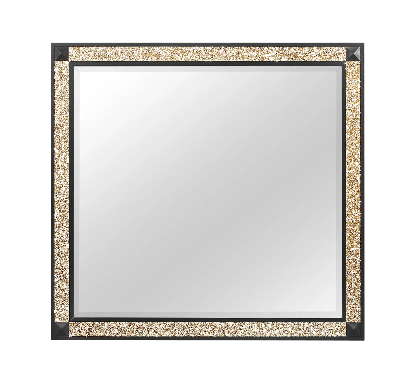 36" Black And Gold Faux Crystal And Wood Dresser Mount Framed Mirror - Homeroots - Flyclothing LLC