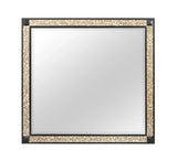 36" Black And Gold Faux Crystal And Wood Dresser Mount Framed Mirror - Homeroots - Flyclothing LLC