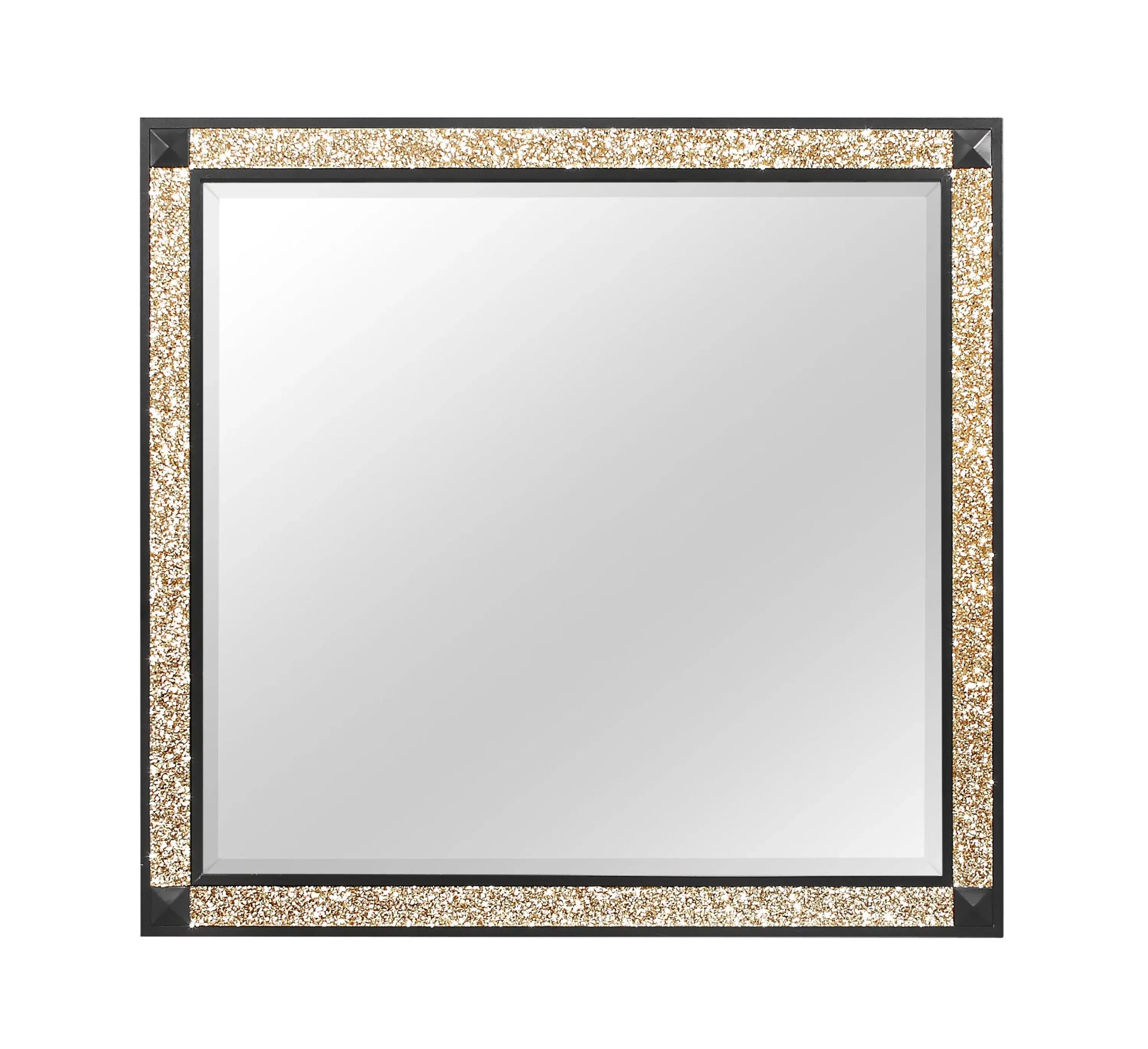 36" Black And Gold Faux Crystal And Wood Dresser Mount Framed Mirror - Homeroots - Flyclothing LLC