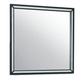 37" Black Faux Crystal And Wood Dresser Mount Framed Mirror - Homeroots - Flyclothing LLC