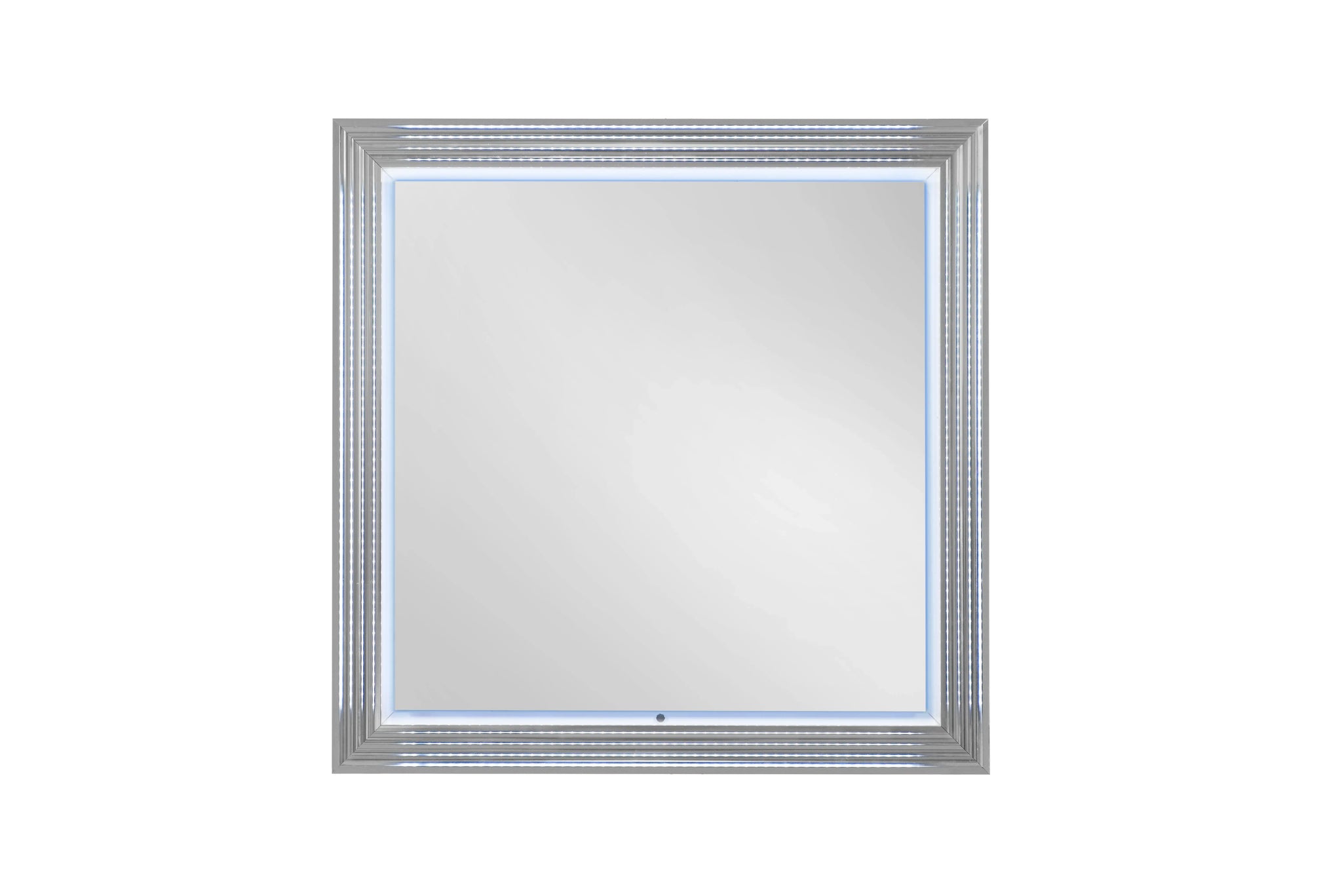42" White Wood Square Lighted Dresser Mount Framed Mirror - Homeroots - Flyclothing LLC