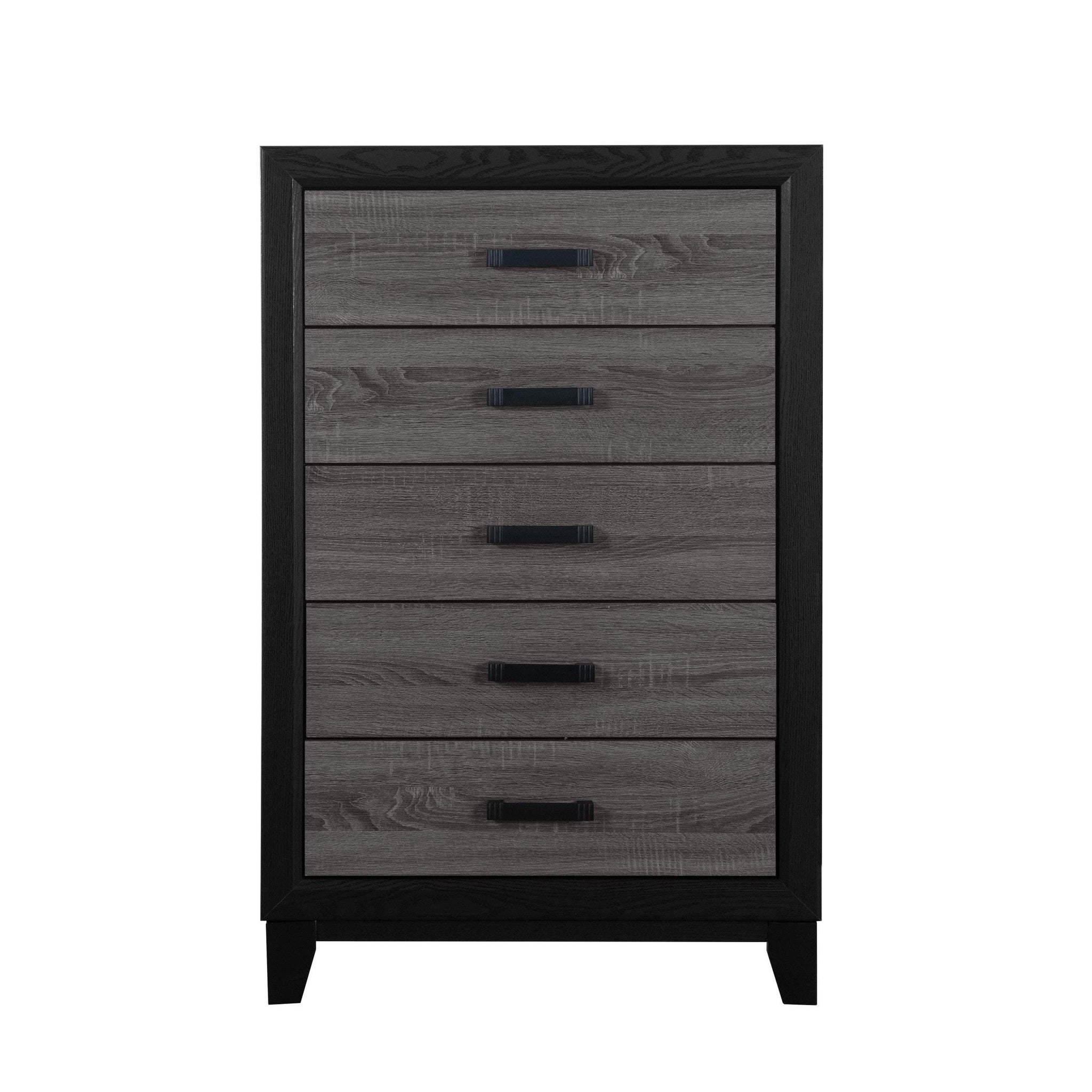 32" Black And Gray Wood Five Drawer Dresser - HomeRoots - Flyclothing LLC