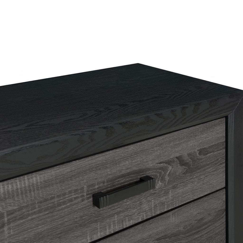 32" Black And Gray Wood Five Drawer Dresser - HomeRoots - Flyclothing LLC
