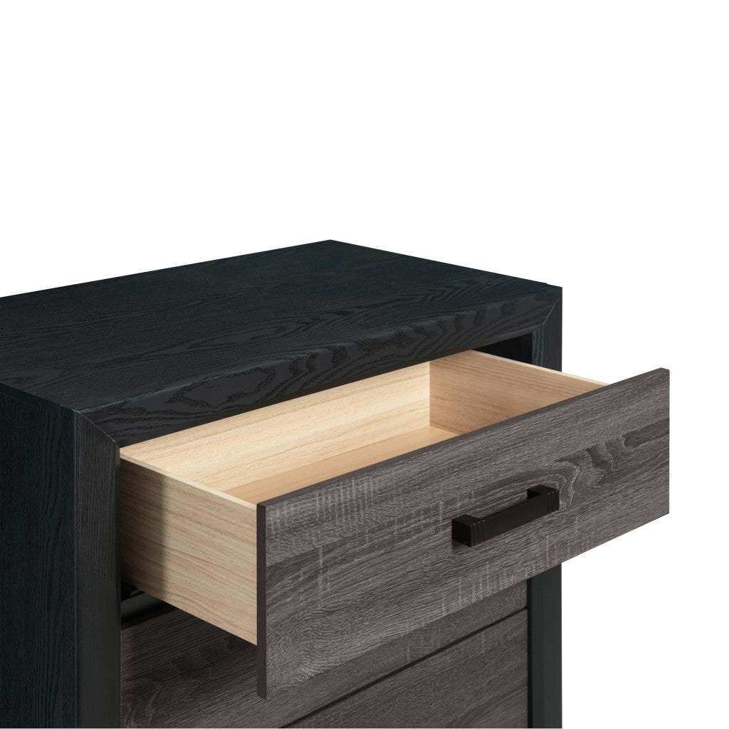 32" Black And Gray Wood Five Drawer Dresser - HomeRoots - Flyclothing LLC