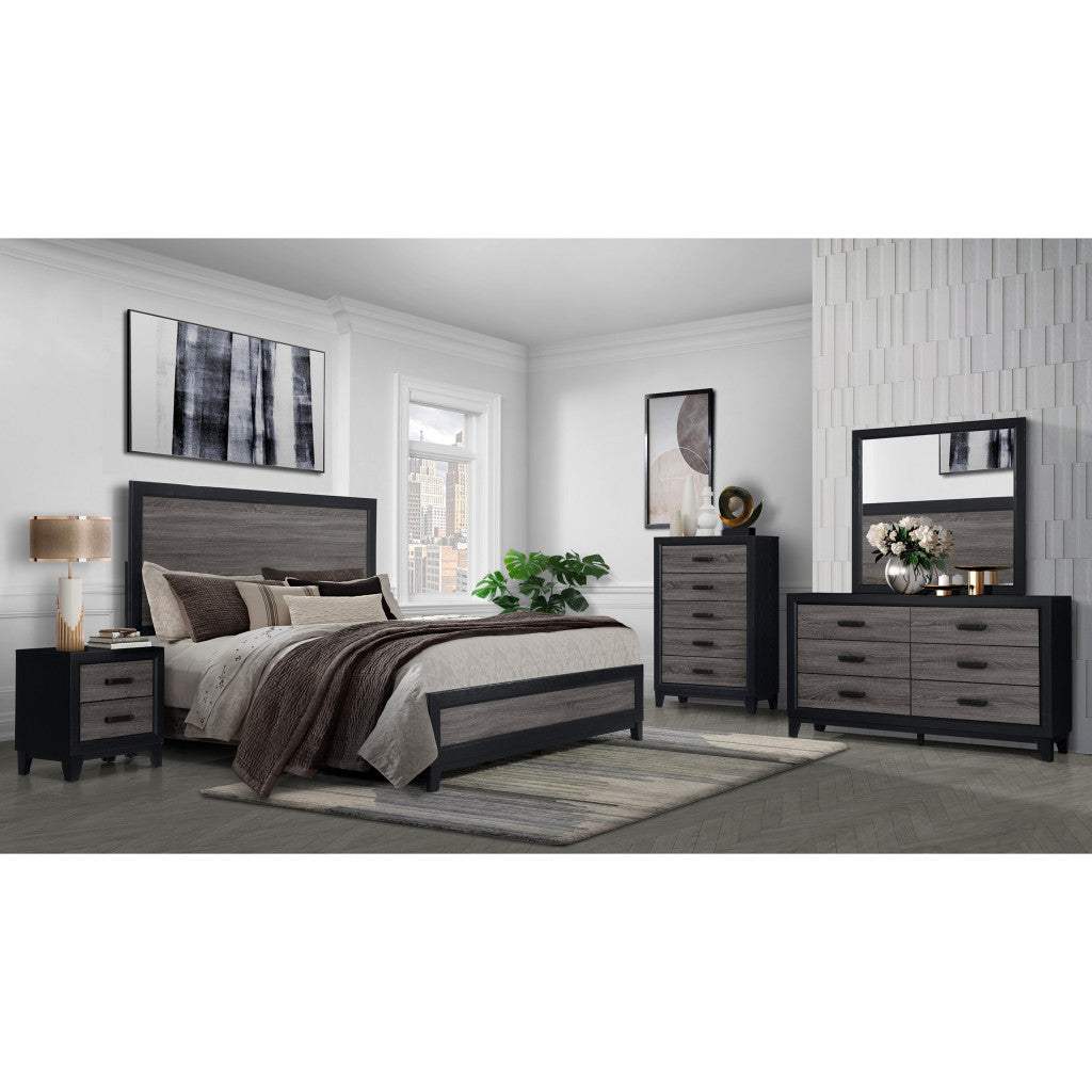 32" Black And Gray Wood Five Drawer Dresser - HomeRoots - Flyclothing LLC