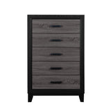32" Black And Gray Wood Five Drawer Dresser - HomeRoots - Flyclothing LLC