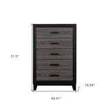 32" Black And Gray Wood Five Drawer Dresser - HomeRoots - Flyclothing LLC