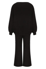 Round Neck Long Sleeve Top and Pants Set - Trendsi - Flyclothing LLC