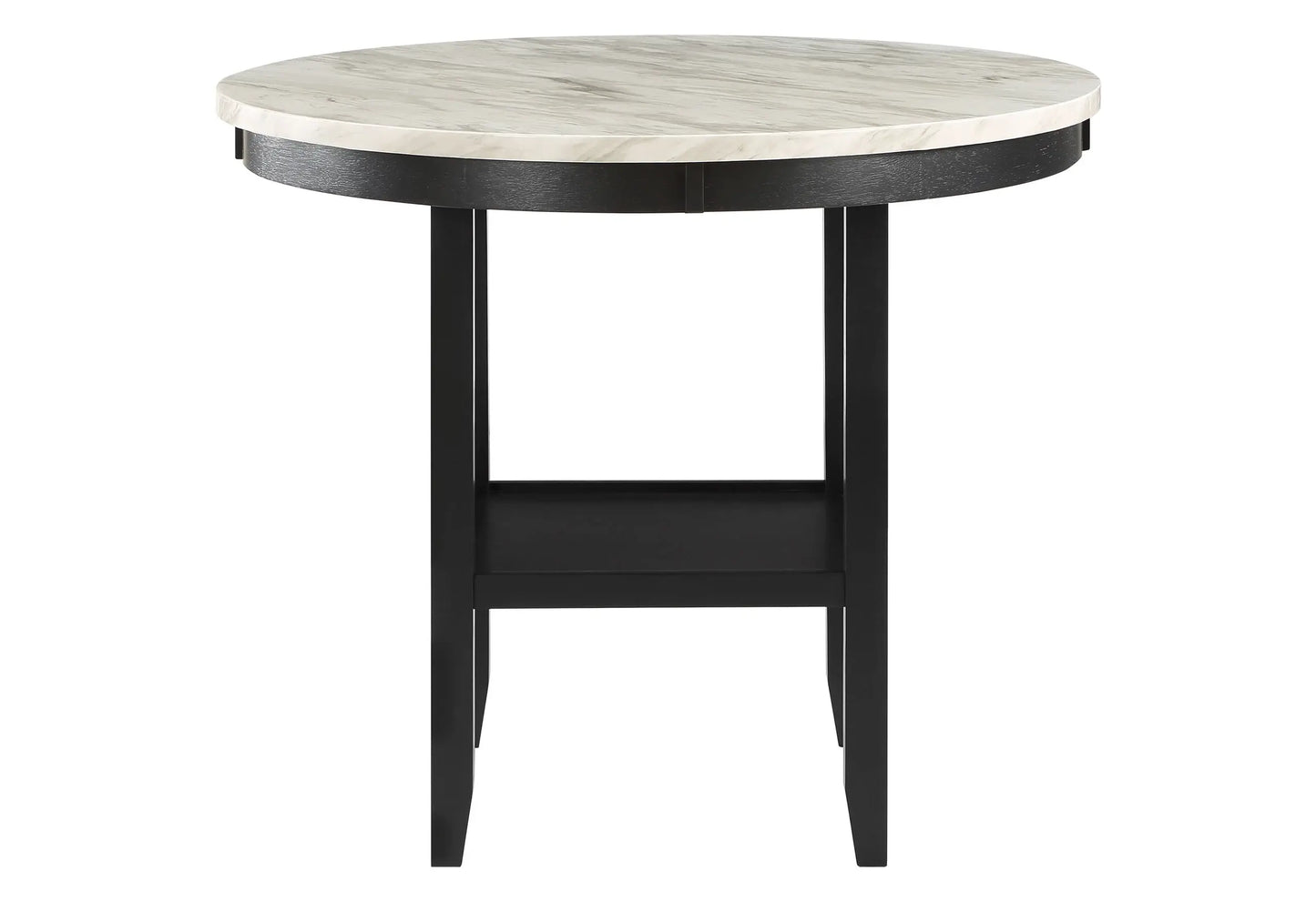 42" White and Black Wood And Faux Marble Round Counter Height Bar Table - Homeroots - Flyclothing LLC