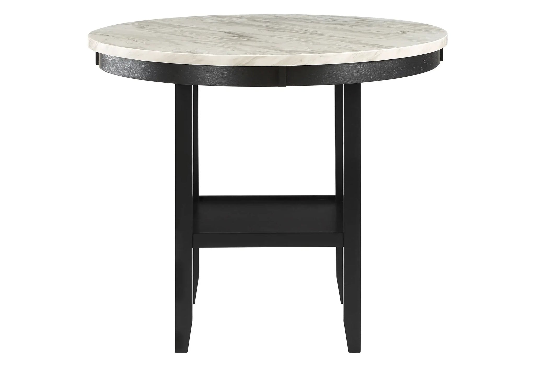 42" White and Black Wood And Faux Marble Round Counter Height Bar Table - Homeroots - Flyclothing LLC