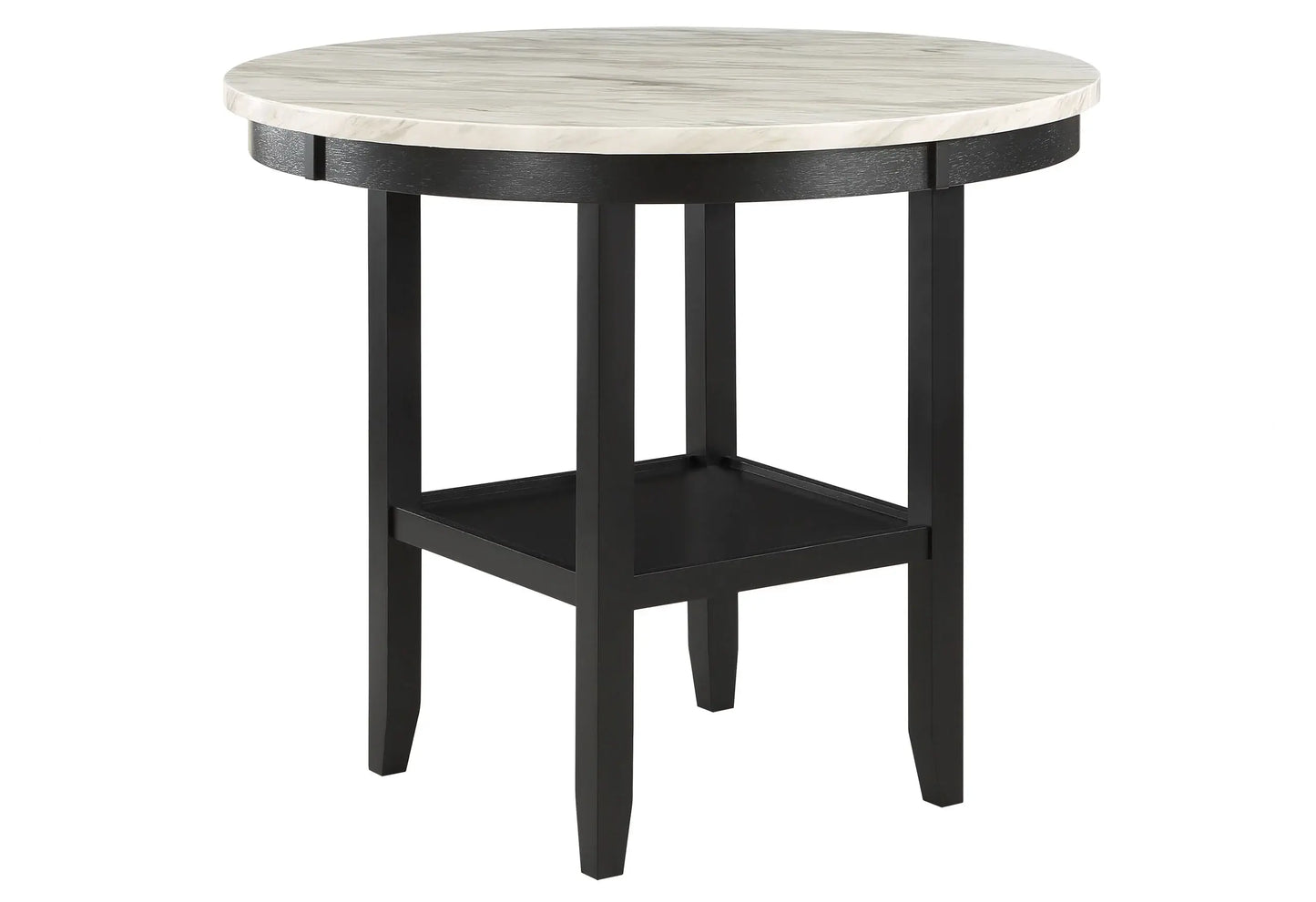 42" White and Black Wood And Faux Marble Round Counter Height Bar Table - Homeroots - Flyclothing LLC
