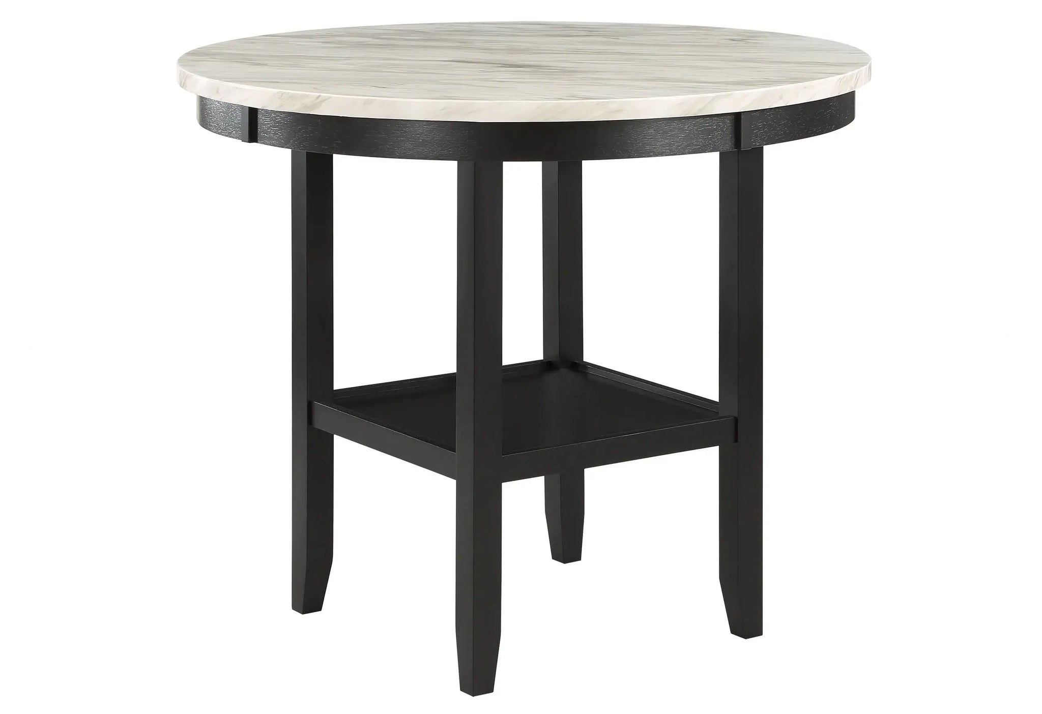 42" White and Black Wood And Faux Marble Round Counter Height Bar Table - Homeroots - Flyclothing LLC