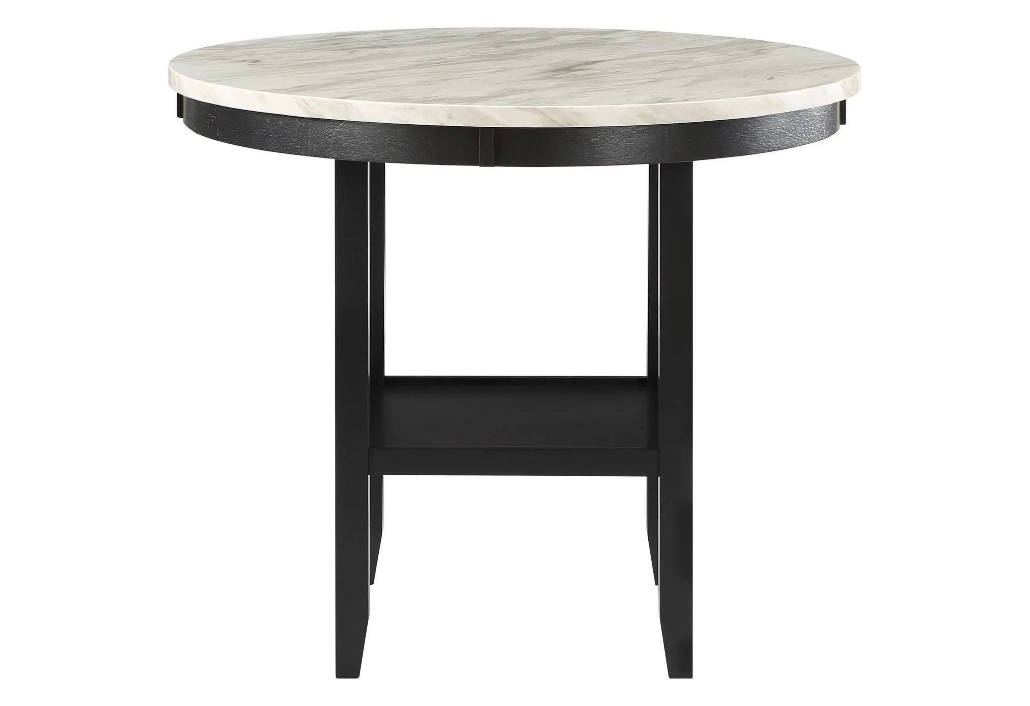 42" White and Black Wood And Faux Marble Round Counter Height Bar Table - Homeroots - Flyclothing LLC