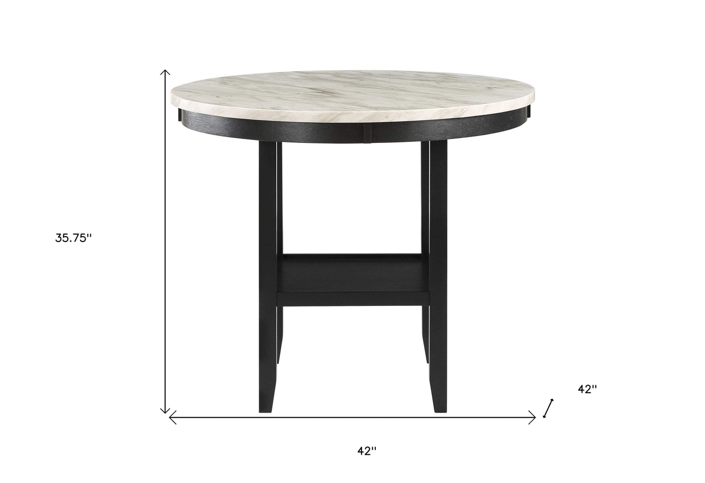 42" White and Black Wood And Faux Marble Round Counter Height Bar Table - HomeRoots - Flyclothing LLC
