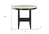 42" White and Black Wood And Faux Marble Round Counter Height Bar Table - HomeRoots - Flyclothing LLC