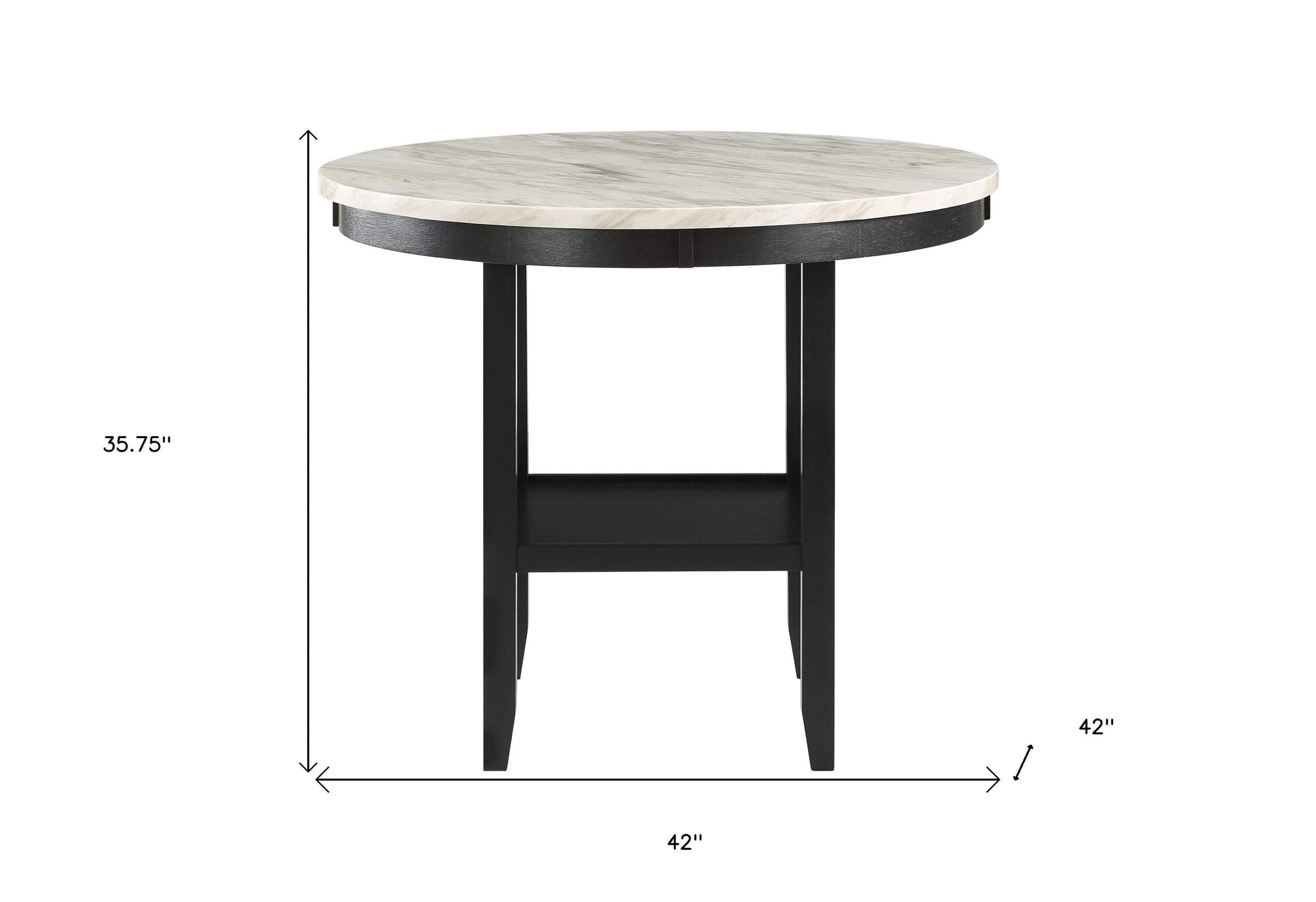 42" White and Black Wood And Faux Marble Round Counter Height Bar Table - HomeRoots - Flyclothing LLC