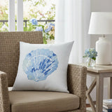18" Blue And White Coastal Seashell Throw Pillow - Homeroots - Flyclothing LLC