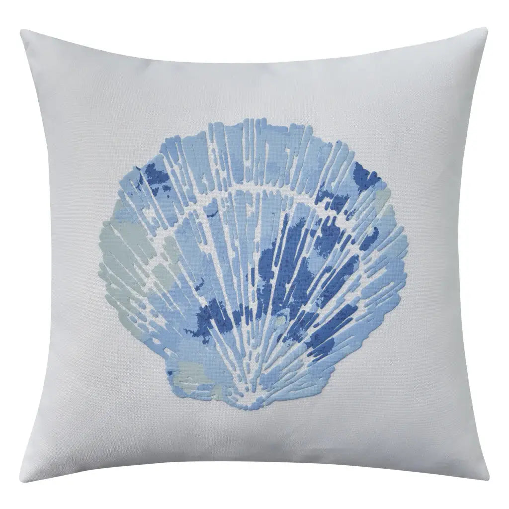 18" Blue And White Coastal Seashell Throw Pillow - Homeroots - Flyclothing LLC