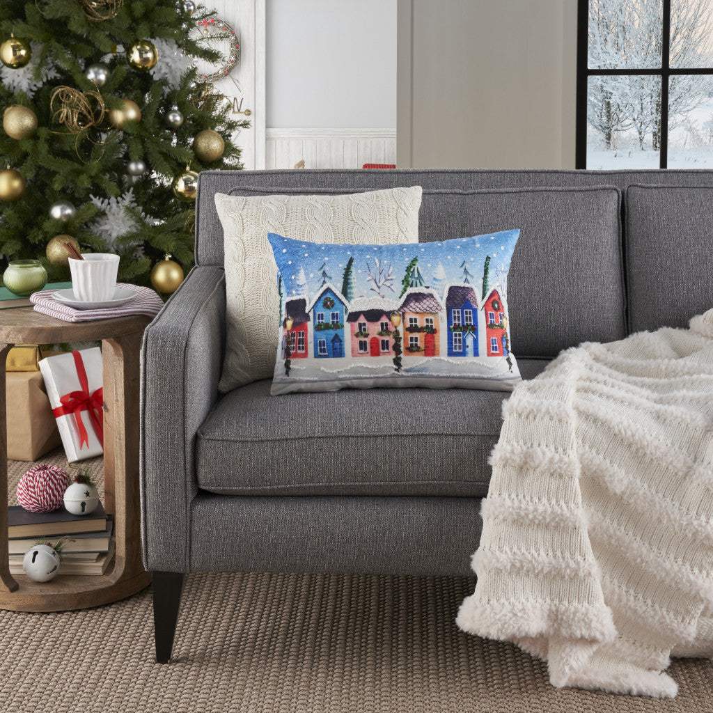 14" X 22" Blue White And Red Crab Love Throw Pillow with Embroidery - HomeRoots - Flyclothing LLC