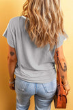 Color Block Round Neck Short Sleeve T-Shirt - Trendsi - Flyclothing LLC