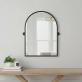 36" Black Metal Arch Tilting Framed Accent Mirror - Homeroots - Flyclothing LLC