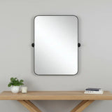 36" Black Metal Tilting Framed Accent Mirror - Homeroots - Flyclothing LLC