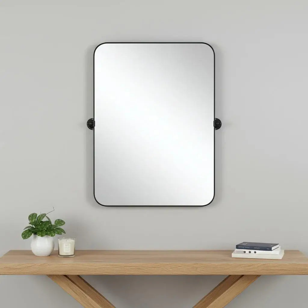 36" Black Metal Tilting Framed Accent Mirror - Homeroots - Flyclothing LLC