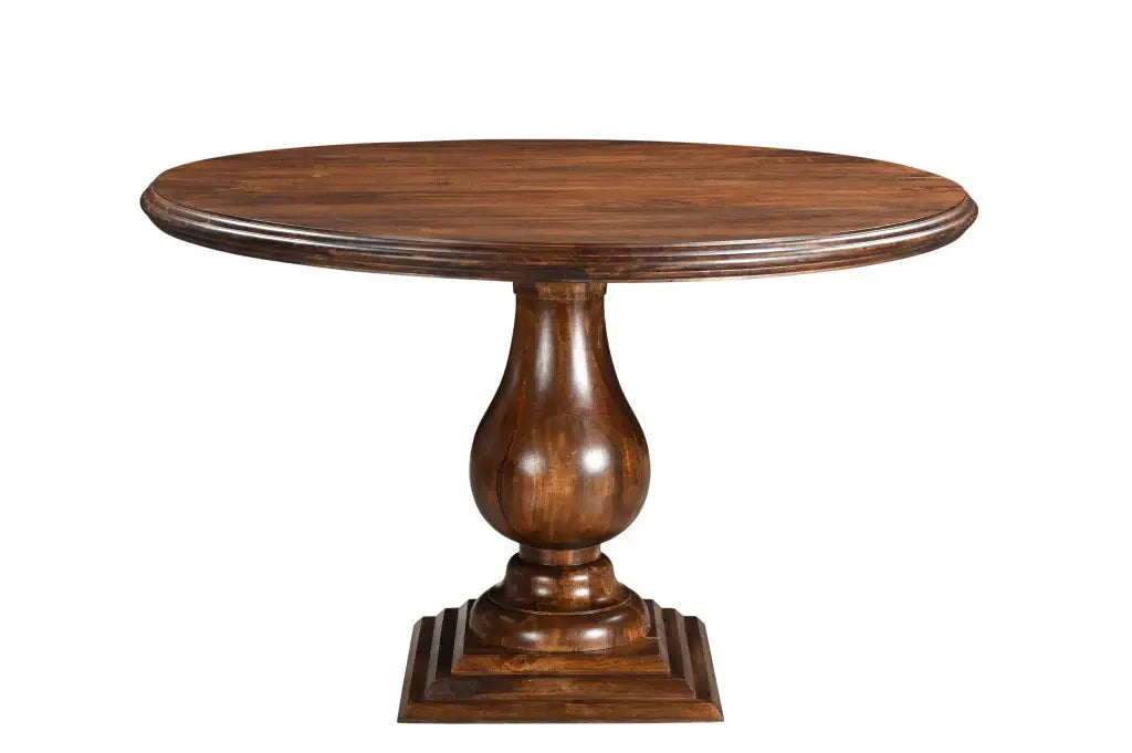 48" Brown Solid Wood Pedestal Base Round Top Dining Table - Homeroots - Flyclothing LLC