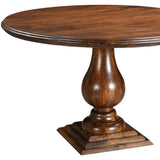 48" Brown Solid Wood Pedestal Base Round Top Dining Table - Homeroots - Flyclothing LLC