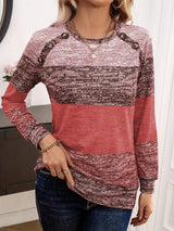 Color Block Long Sleeve T-Shirt - Trendsi - Flyclothing LLC