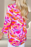 Printed Notched Long Sleeve Blouse - Trendsi - Flyclothing LLC