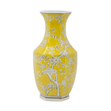 14" Yellow And White Chinoiserie Floral Porcelain Table Vase - Homeroots - Flyclothing LLC
