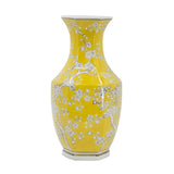 14" Yellow And White Chinoiserie Floral Porcelain Table Vase - Homeroots - Flyclothing LLC