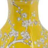 14" Yellow And White Chinoiserie Floral Porcelain Table Vase - Homeroots - Flyclothing LLC