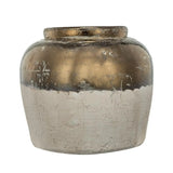 11" Antiqued Bronze And Light Gray Color Block Ceramic Round Table Vase - Homeroots - Flyclothing LLC