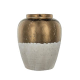 16" Antiqued Bronze And Light Gray Color Block Ceramic Round Jug Vase - Homeroots - Flyclothing LLC