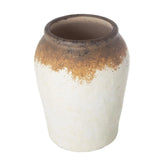 10" Brown And White Color Block Ceramic Round Jug Vase - Homeroots - Flyclothing LLC