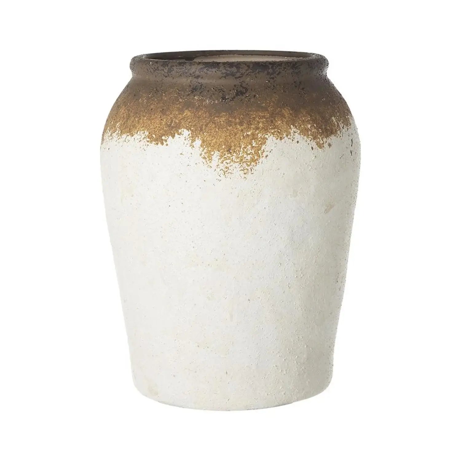 10" Brown And White Color Block Ceramic Round Jug Vase - Homeroots - Flyclothing LLC