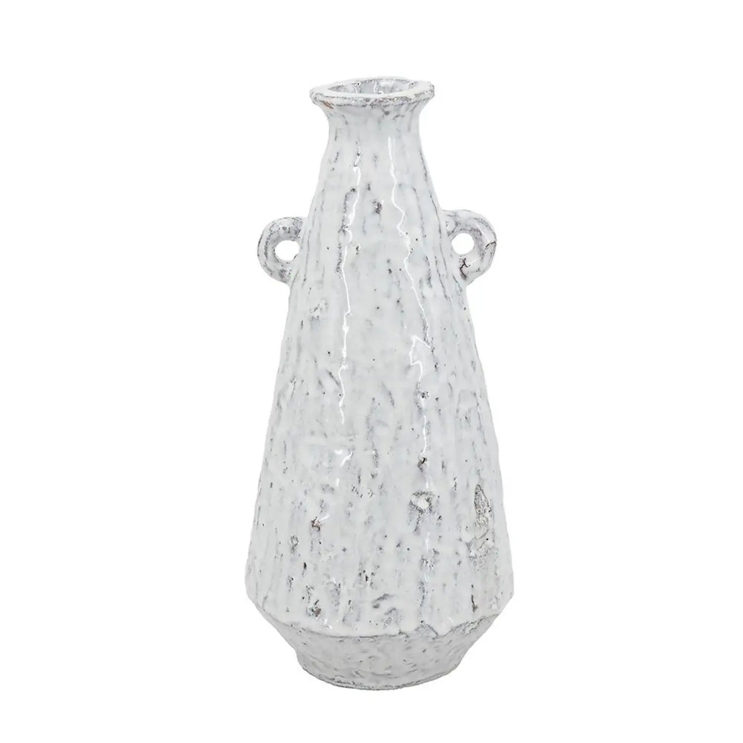 12" White Terracotta Tapered Jug Vase - Homeroots - Flyclothing LLC