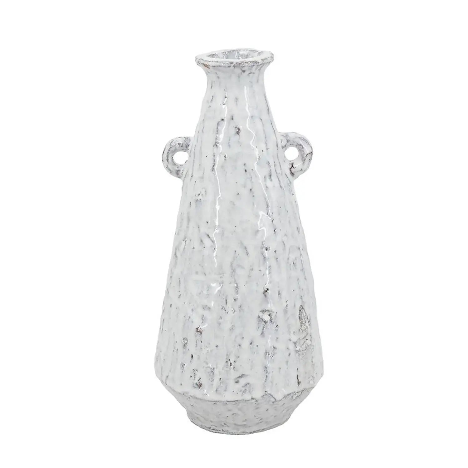 12" White Terracotta Tapered Jug Vase - Homeroots - Flyclothing LLC